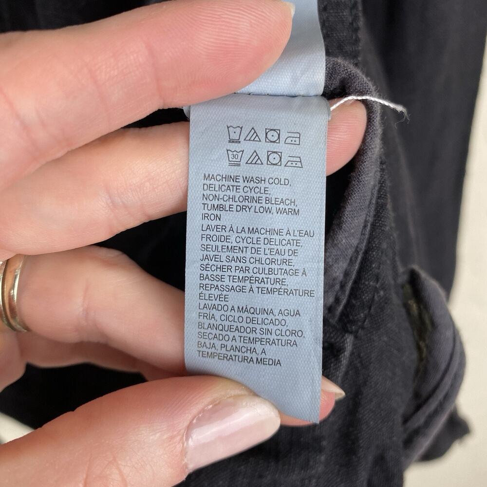 Lucky Brand Womens Linen Blend Moto Biker Jacket Black Sz S Grunge Streetwear - Picture 8 of 11